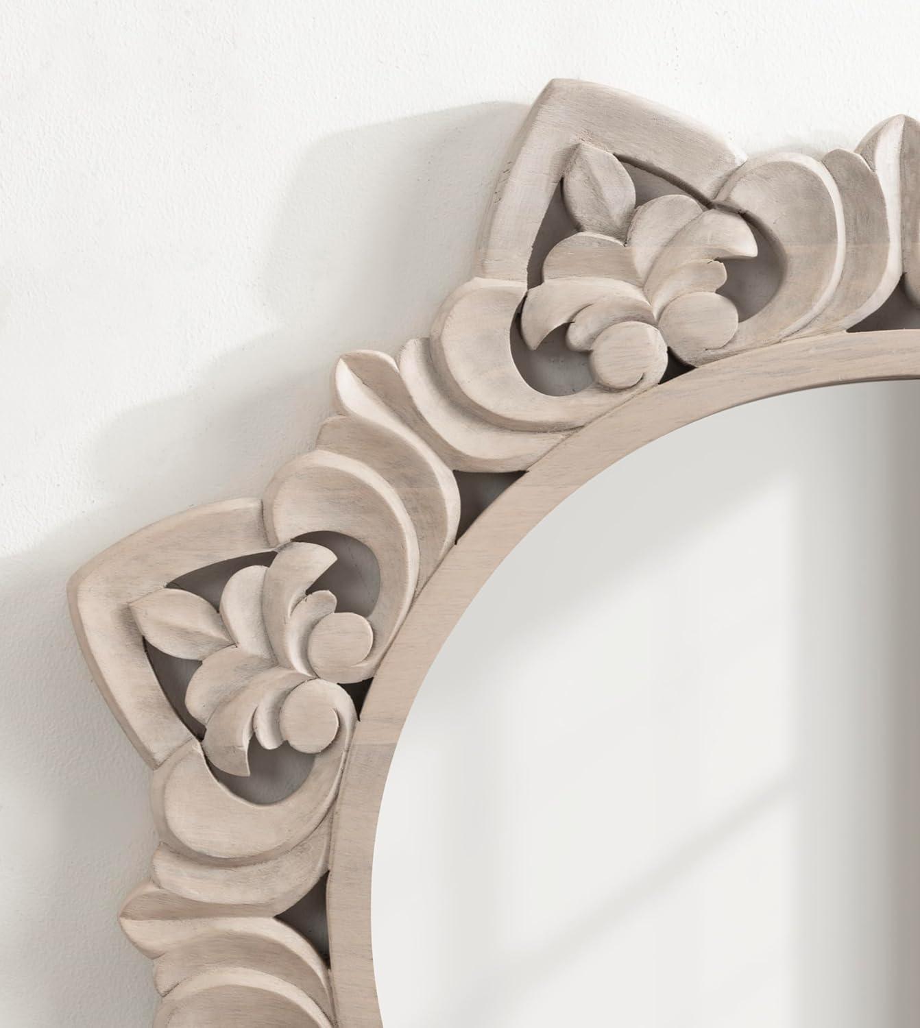 Kate & Laurel All Things Decor 28"x28" Meera Carved Wood Mirror Brown: Artisan Starburst, No Assembly