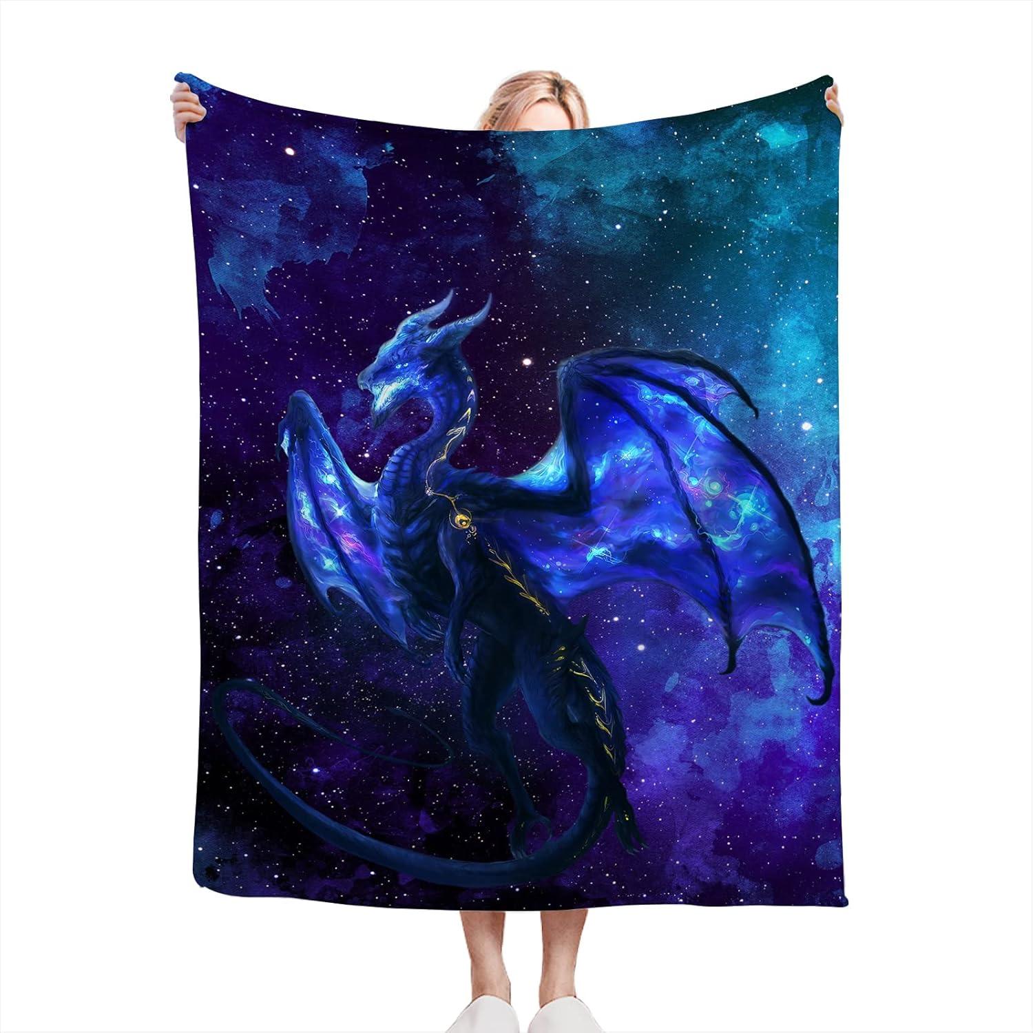 Blue Dragon Space Fleece Throw Blanket 40" x 50"