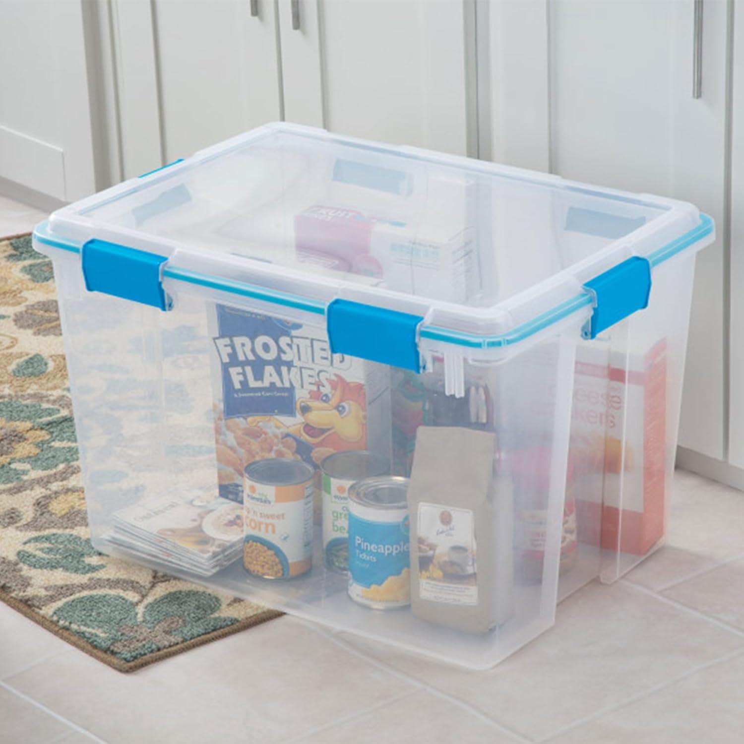 Sterilite 120qrt. Multipurpose Clear Plastic Storage Container Box with Latching Lids and 2 Rear Wheels