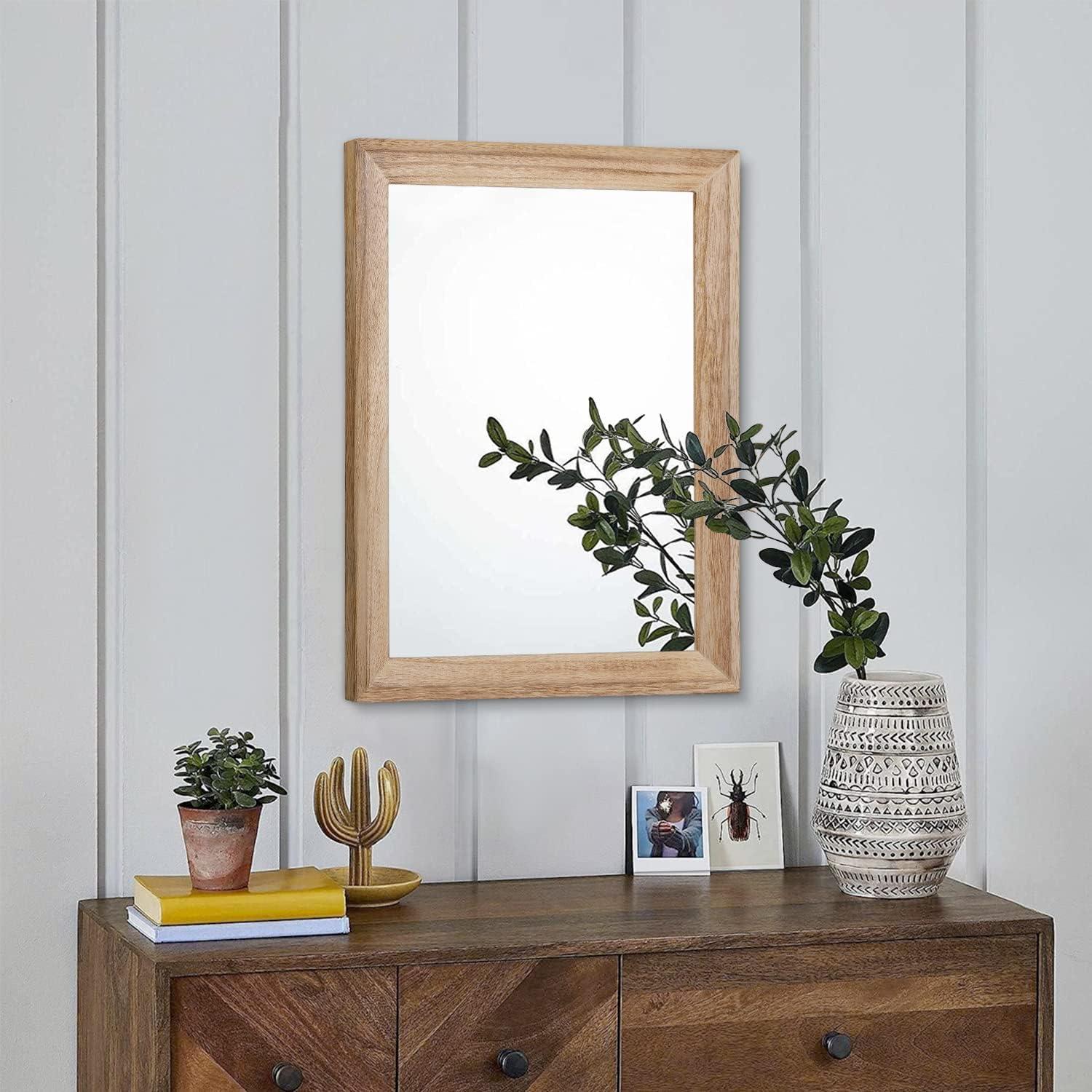 Rustic Light Brown Rectangular Wood Frame Mirror