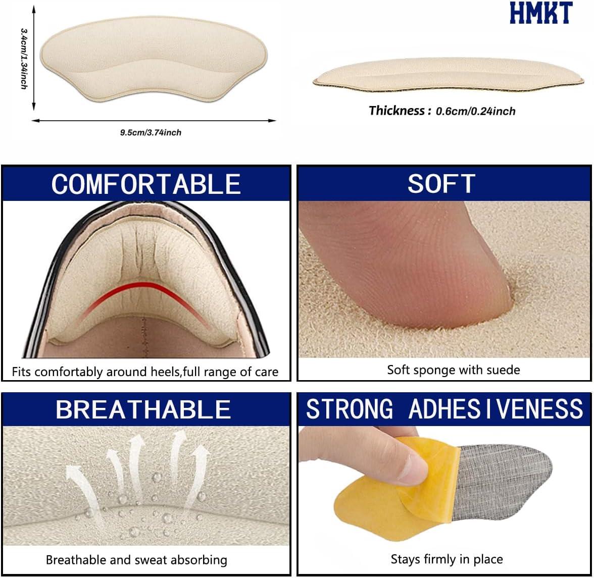 Heel Grips Liner Cushions Inserts for Loose Shoes Heel Pads and Metatarsal Pads for Shoes Too Big Women Men Prevent Heel Pain Blisters (Beige+Black)