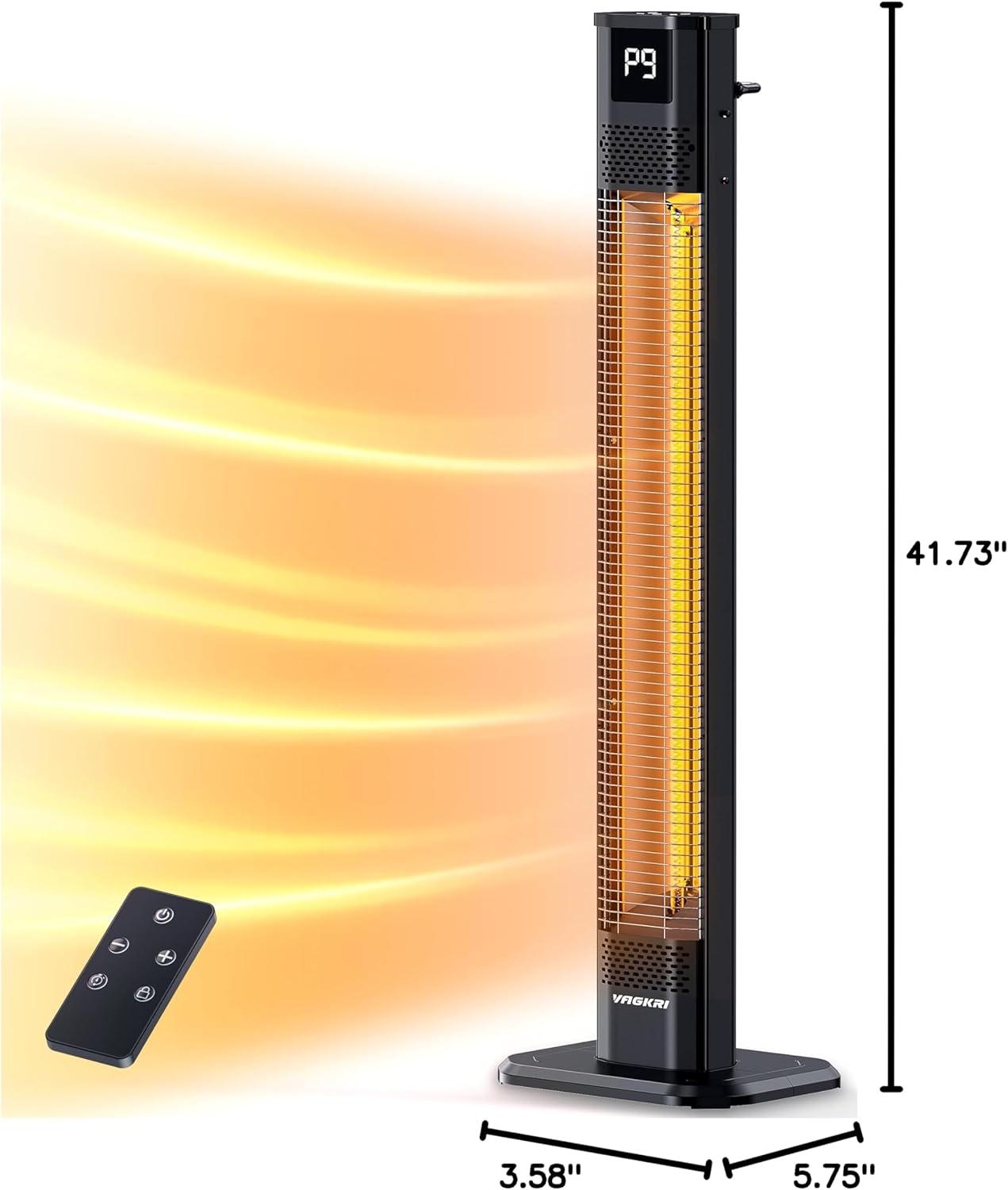 42-Inch Black Aluminum Electric Outdoor Tower Heater