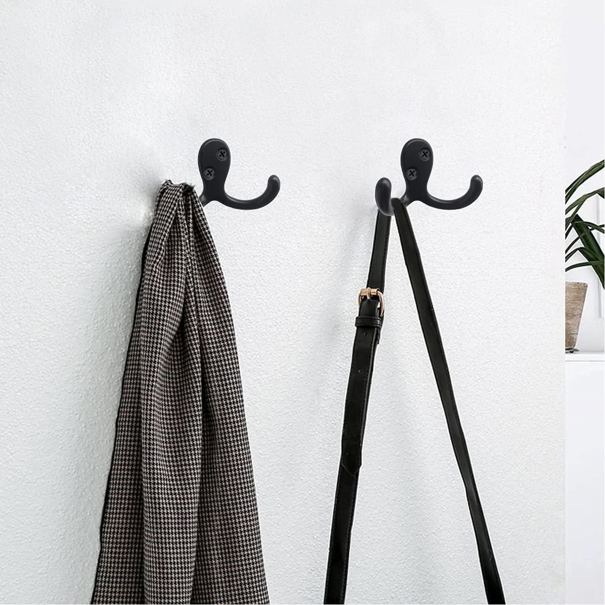 Black Zinc Die-Cast Double Wall Hooks with Screws