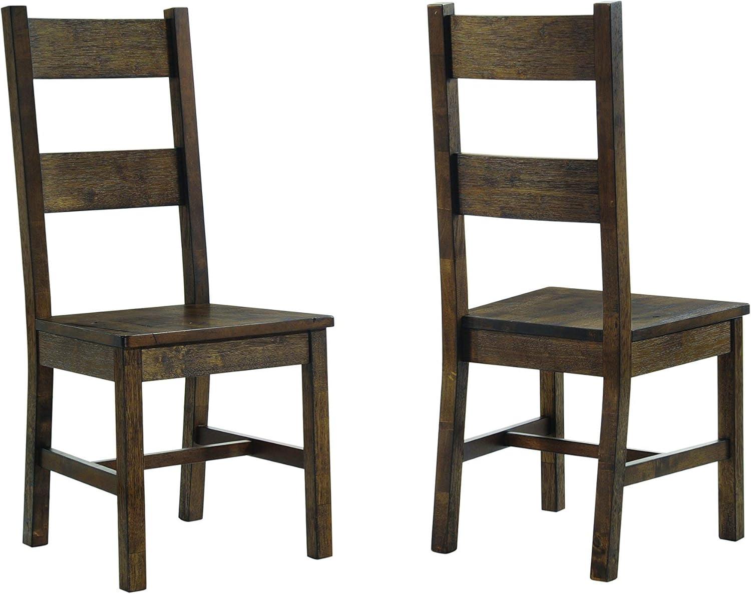 Rustic Golden Brown Wooden Ladderback Side Chair