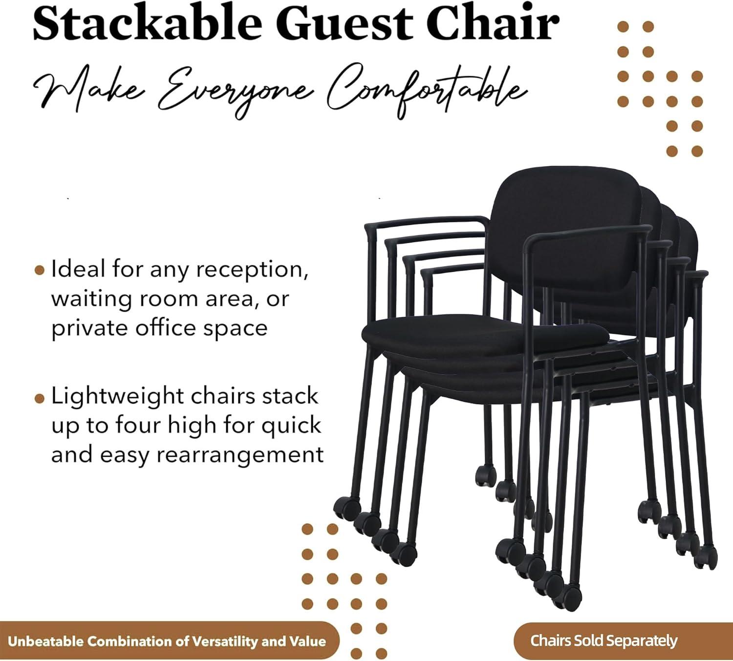 SNUGWAY Office Guest Chairs with Arms - Stacking Reception Chair for Comfort & Style，Fabric，Black