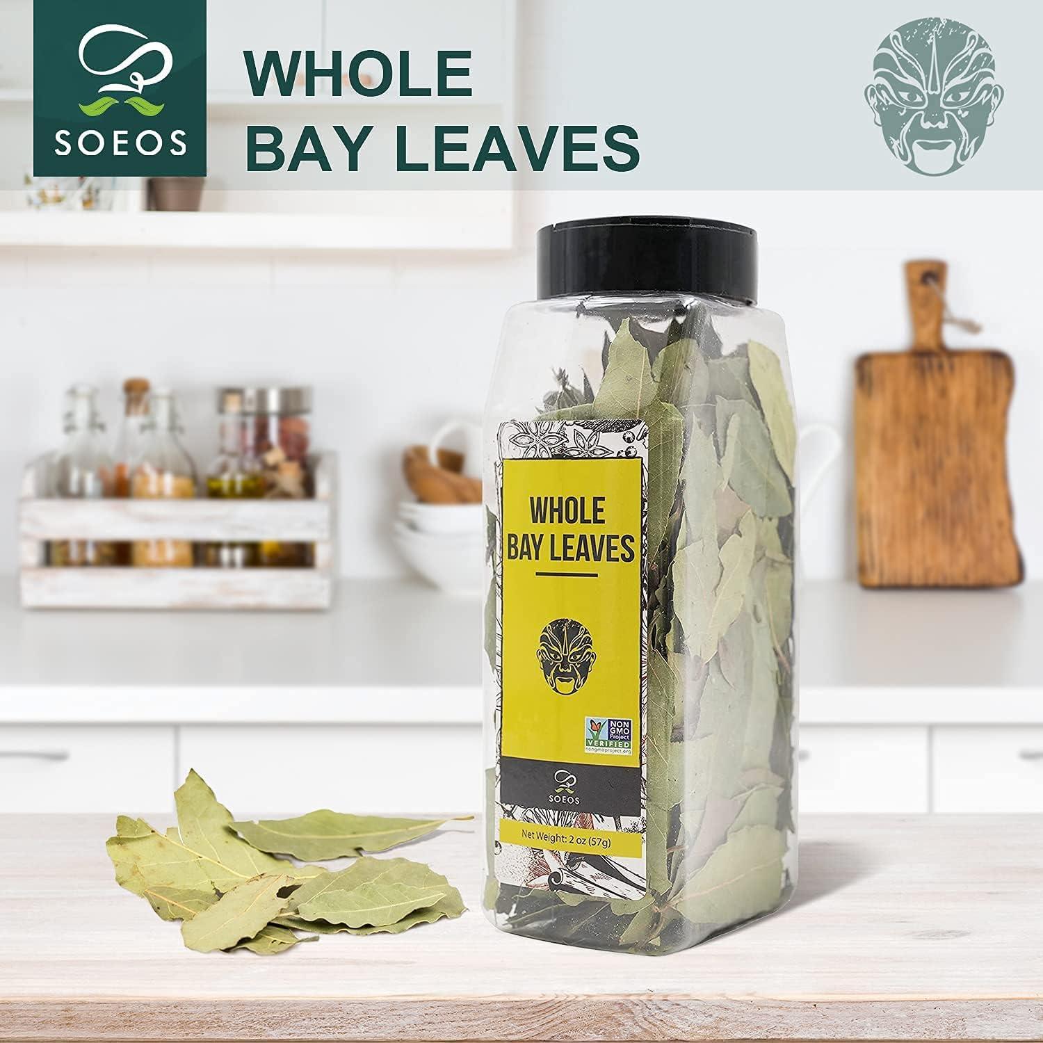 Soeos Whole Bay Leaves 2oz, Dried Laurel, Non-GMO Verified, Herb for Marinades, Stews and Soups