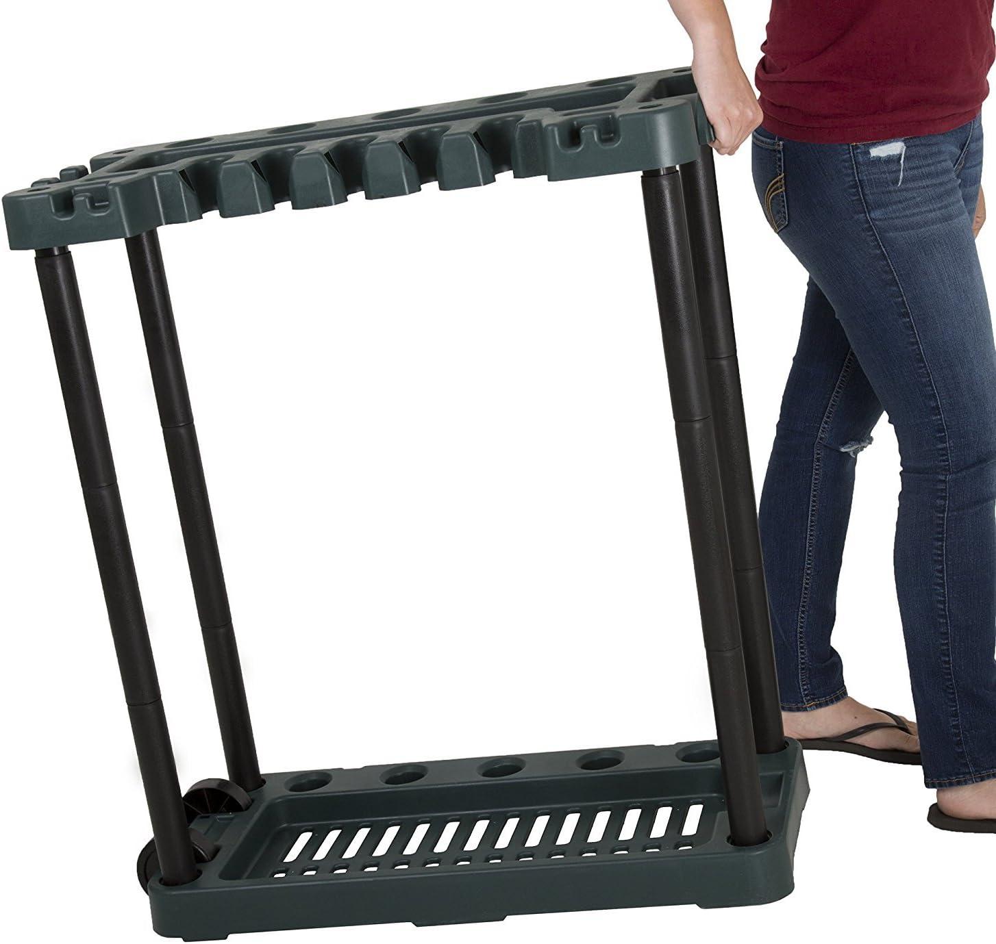 Green Freestanding Rolling Garden Tool Organizer Rack