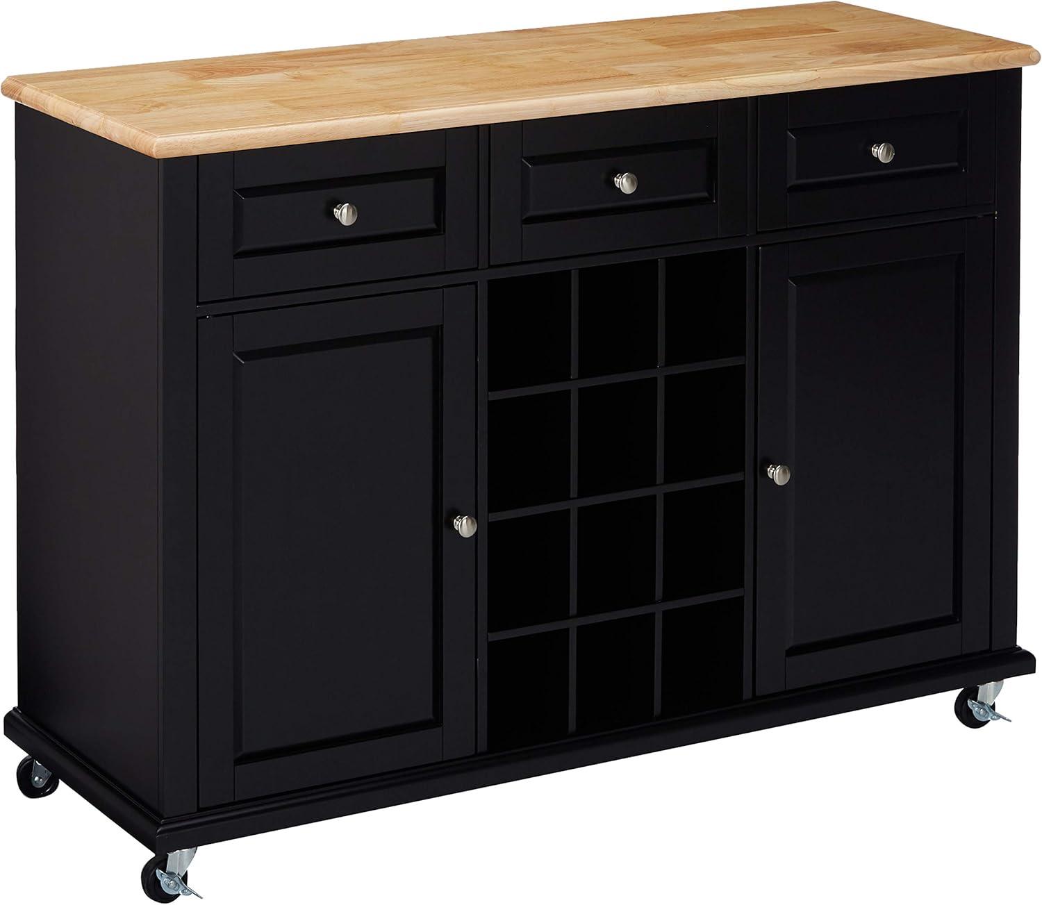 Kings Brand Furniture Wine Rack Sideboard Buffet Server Console Table With Storage, Black