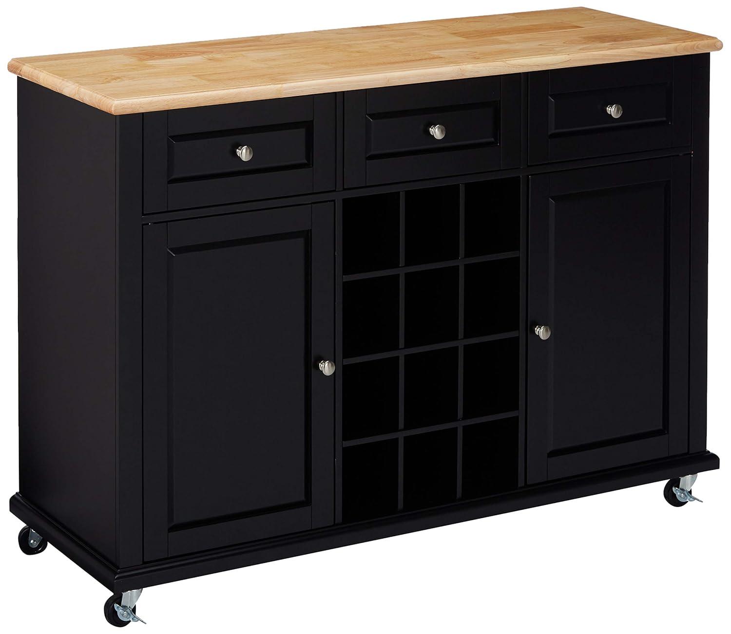 Kings Brand Furniture Wine Rack Sideboard Buffet Server Console Table With Storage, Black