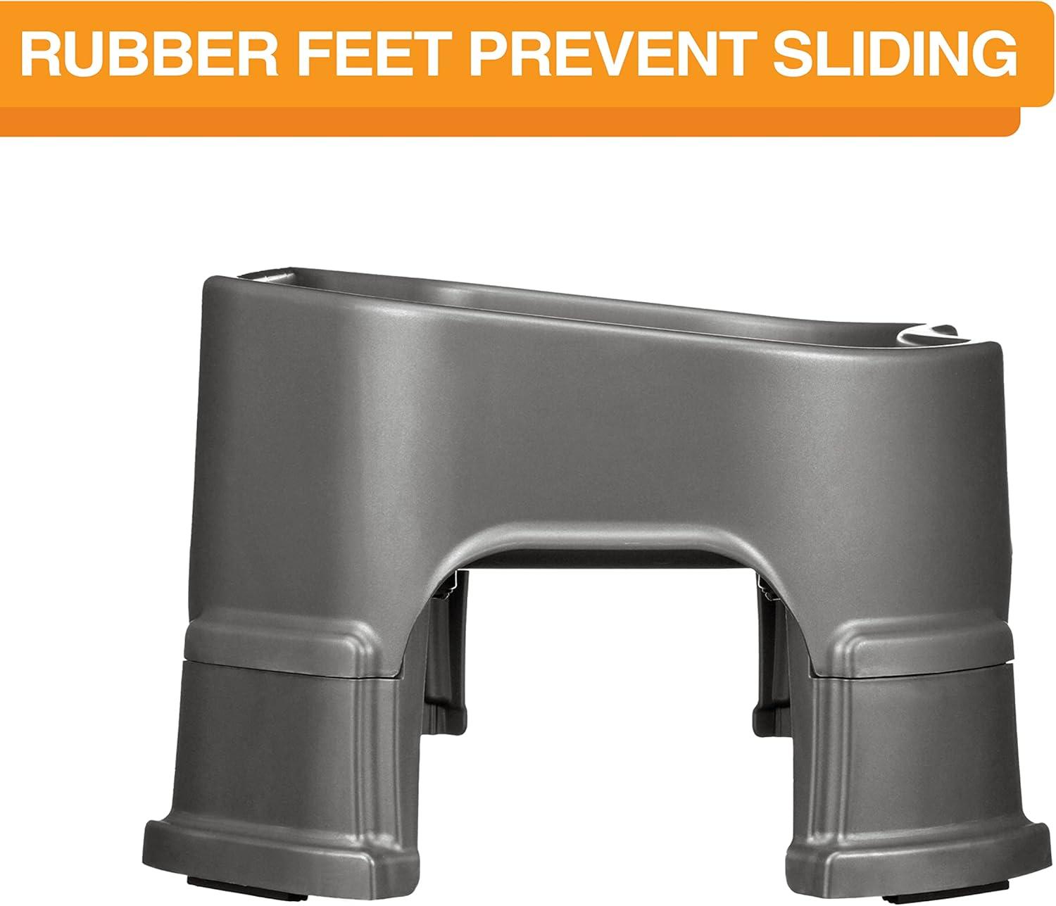 Neater Pets Big Bowl with Leg Extensions for Dogs - Raised for Feeding Comfort - Extra Large Plastic Trough Style Food or Water Bowl for Use Indoors or Outdoors, Gunmetal, 1.25 Gallon (160 Oz.)