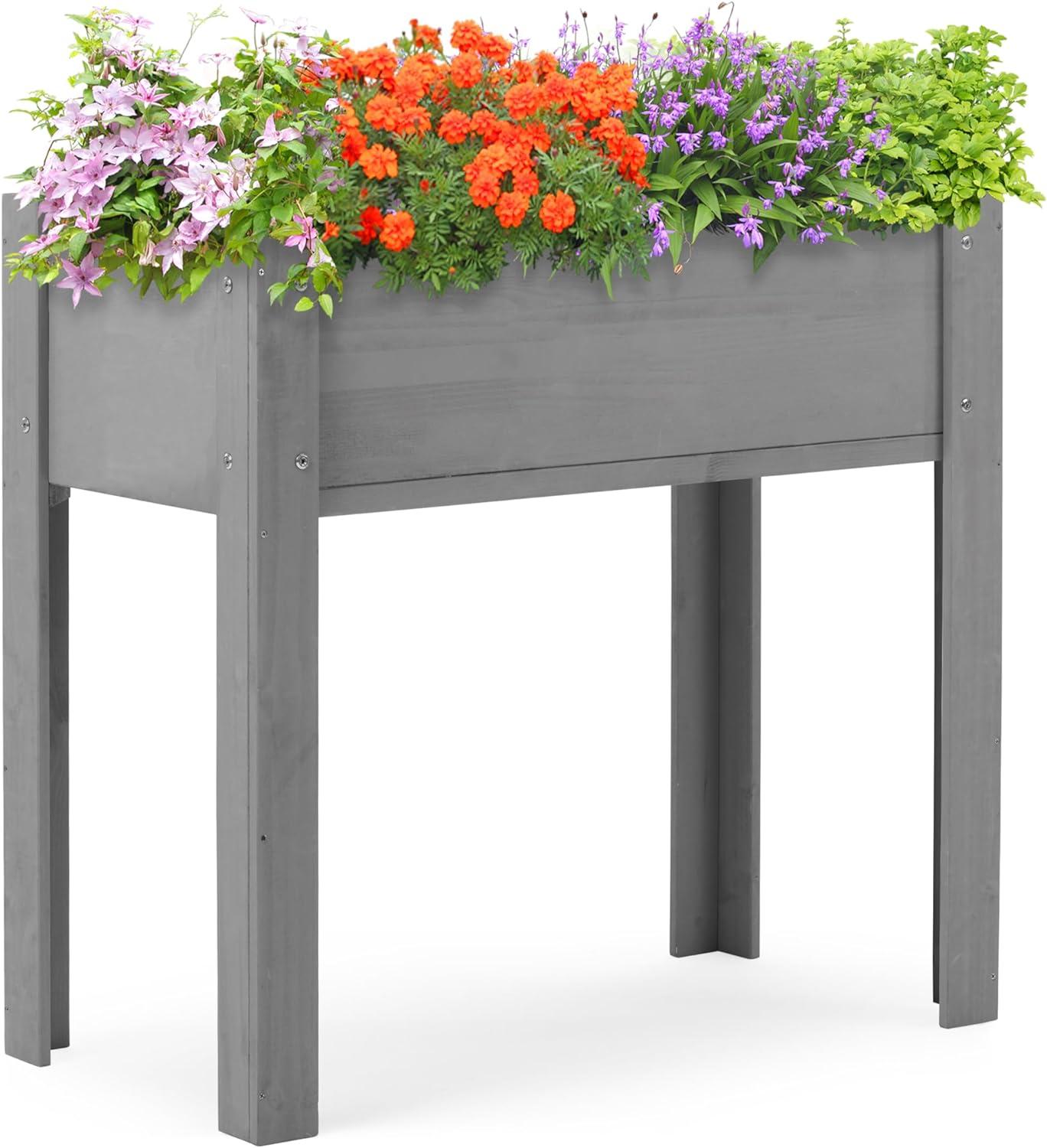 Raised Garden Bed With Legs (31X16x31''), Solid Wood Elevated Planter Box For Outdoor