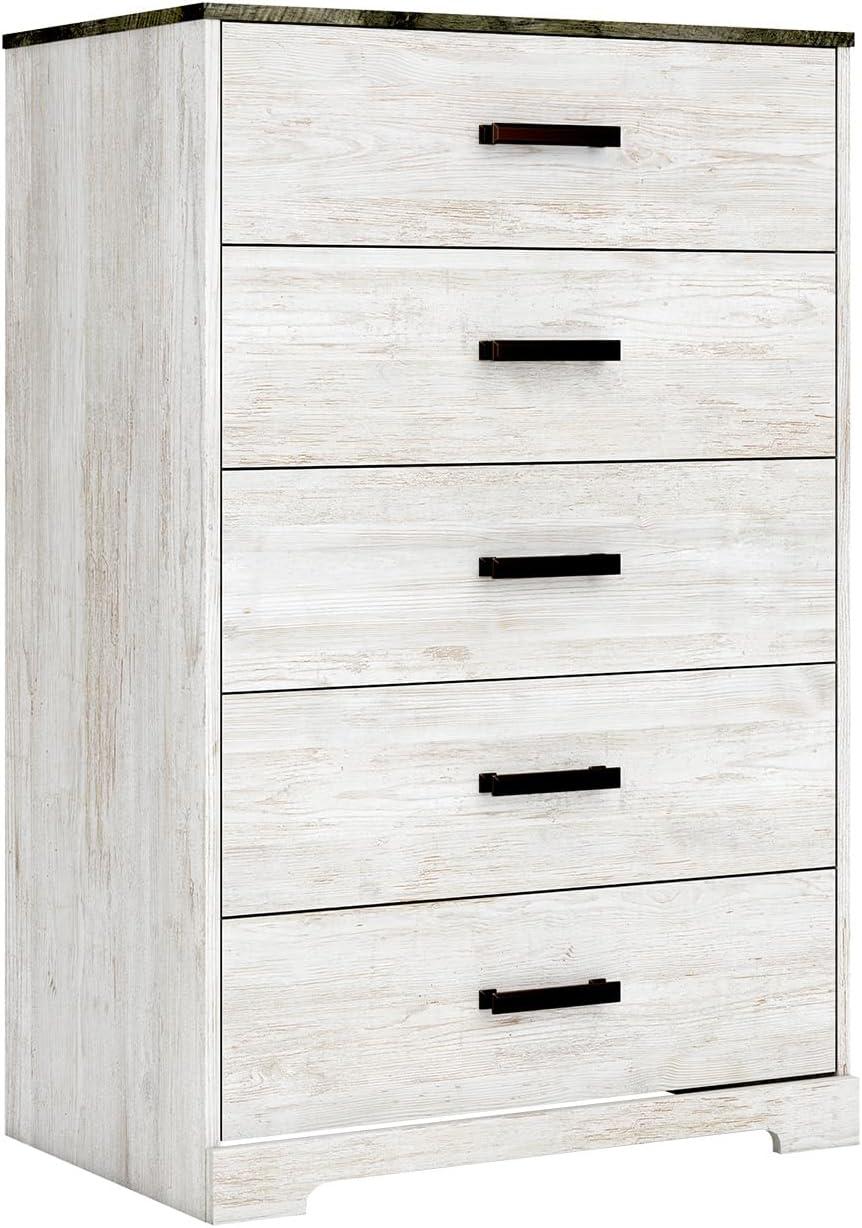Signature Design by Ashley Casual Shawburn Chest of Drawers, Whitewash/Charcoal Gray