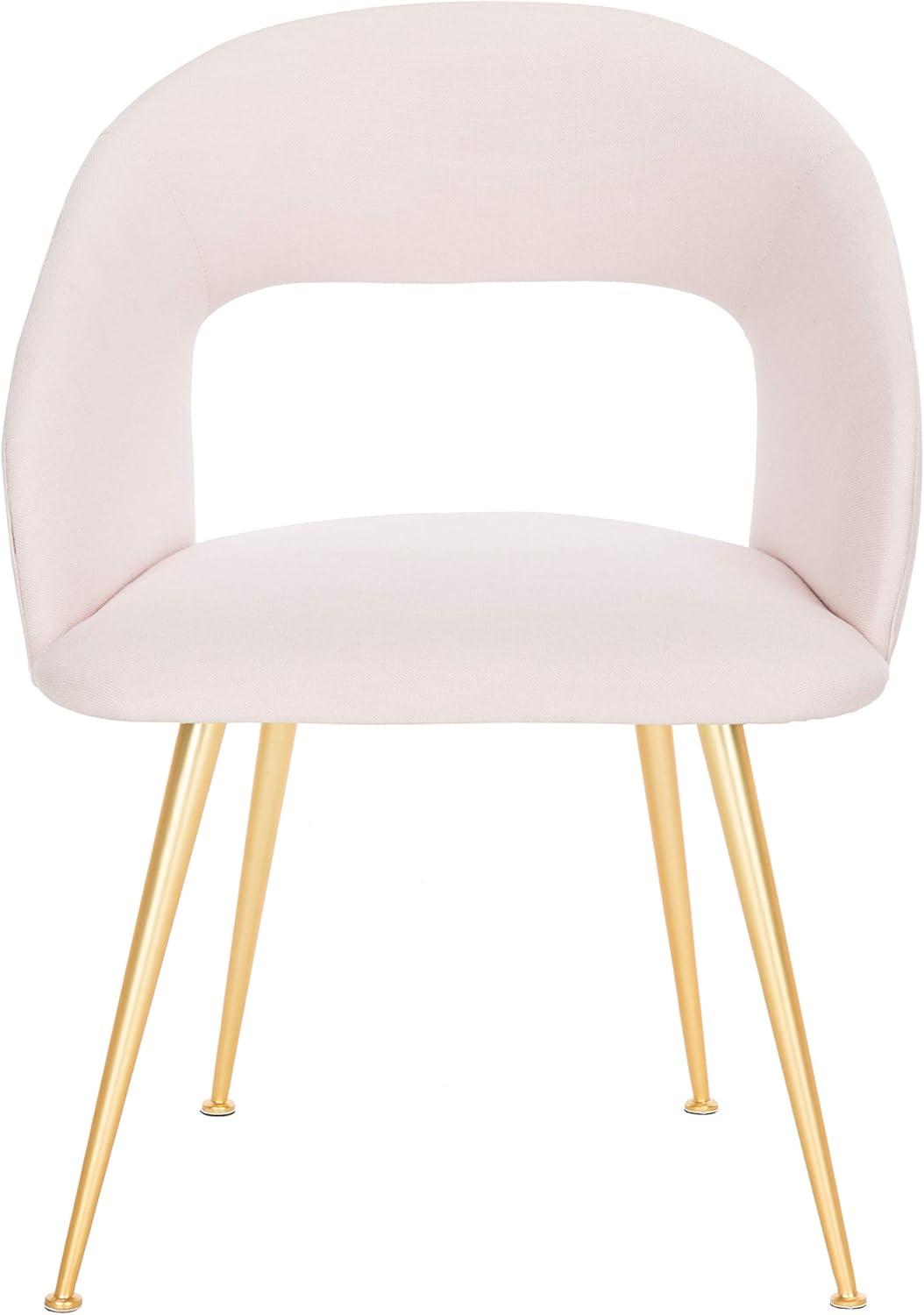 Ethereal Light Pink Linen & Wood Upholstered Arm Chair