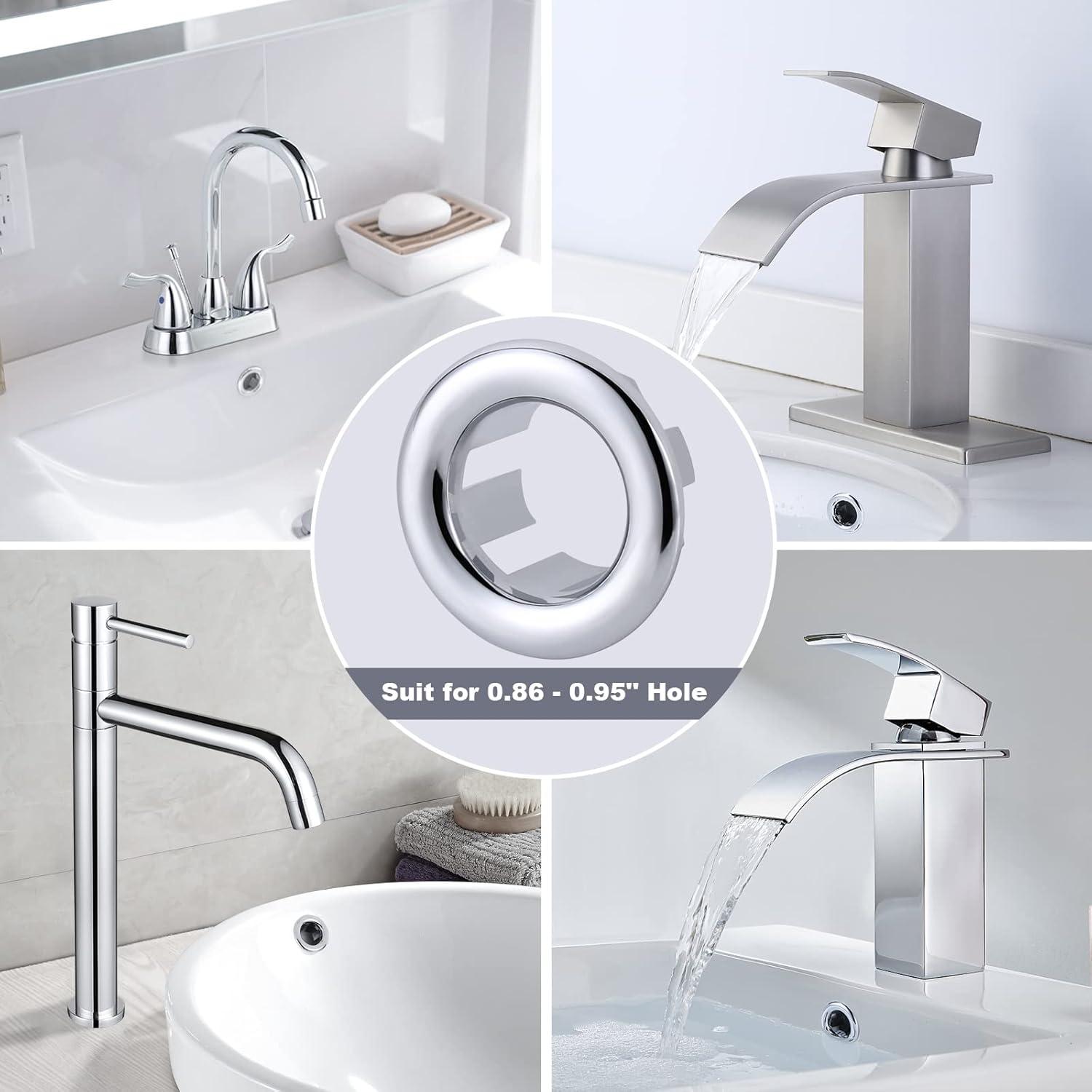 2 Pack Sink Overflow Ring Bathroom Kitchen Sink Basin Trim Overflow Cover Hole Insert Cap