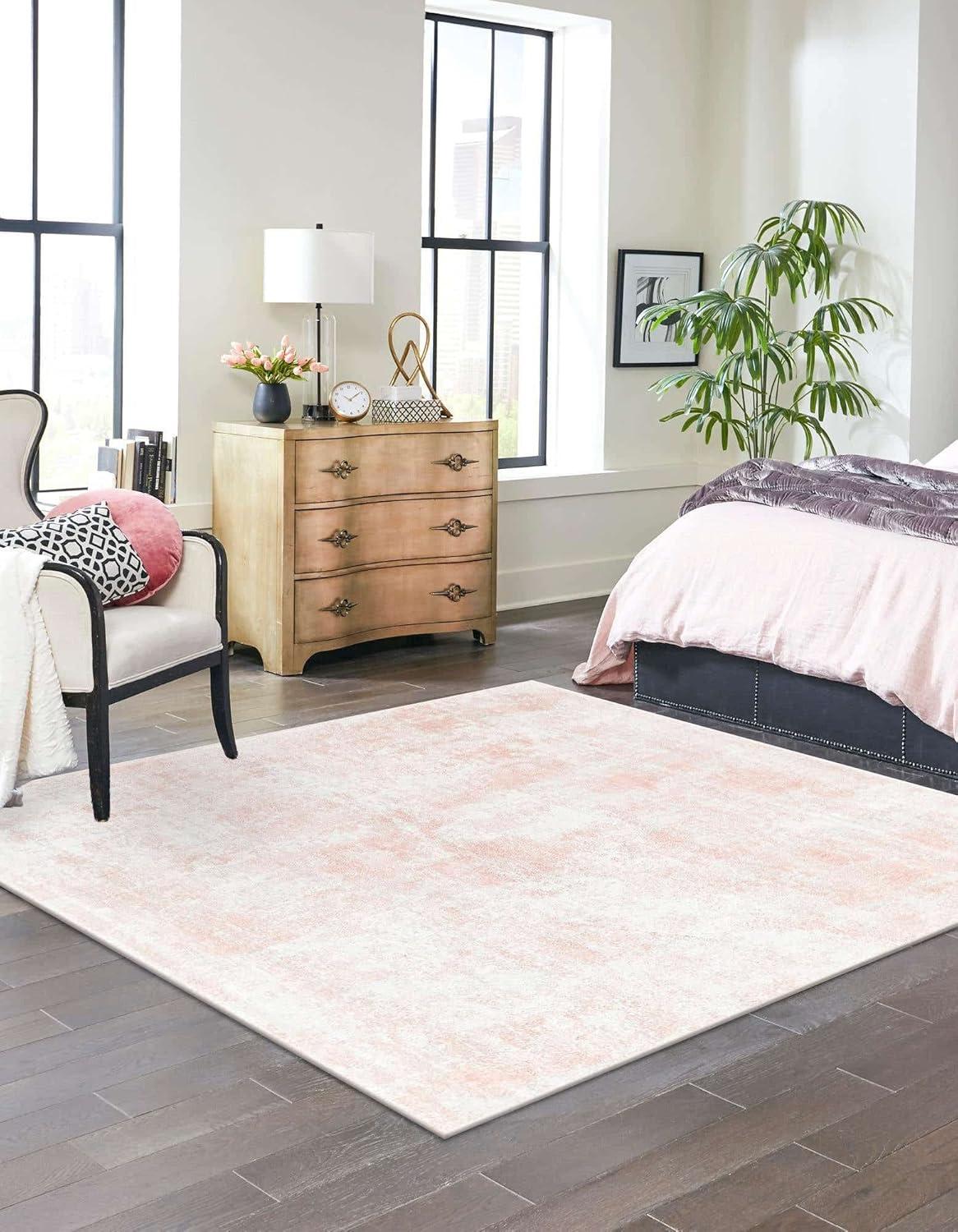 Unique Loom Borealis Eos Rug , 6' 0" x 6' 0" ,Carnation Pink