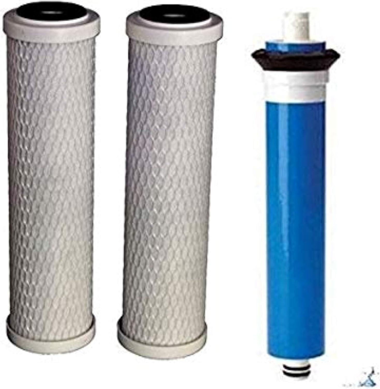 CFS Compatible with FX12M and FX12P, Water Filter Replacement Cartridge Compatible GE RO Set GXRM10RBL GXRM10G Reverse Osmosis Systems, 2x Carbon Filters, 1x 50GPD RO Membrane Filter