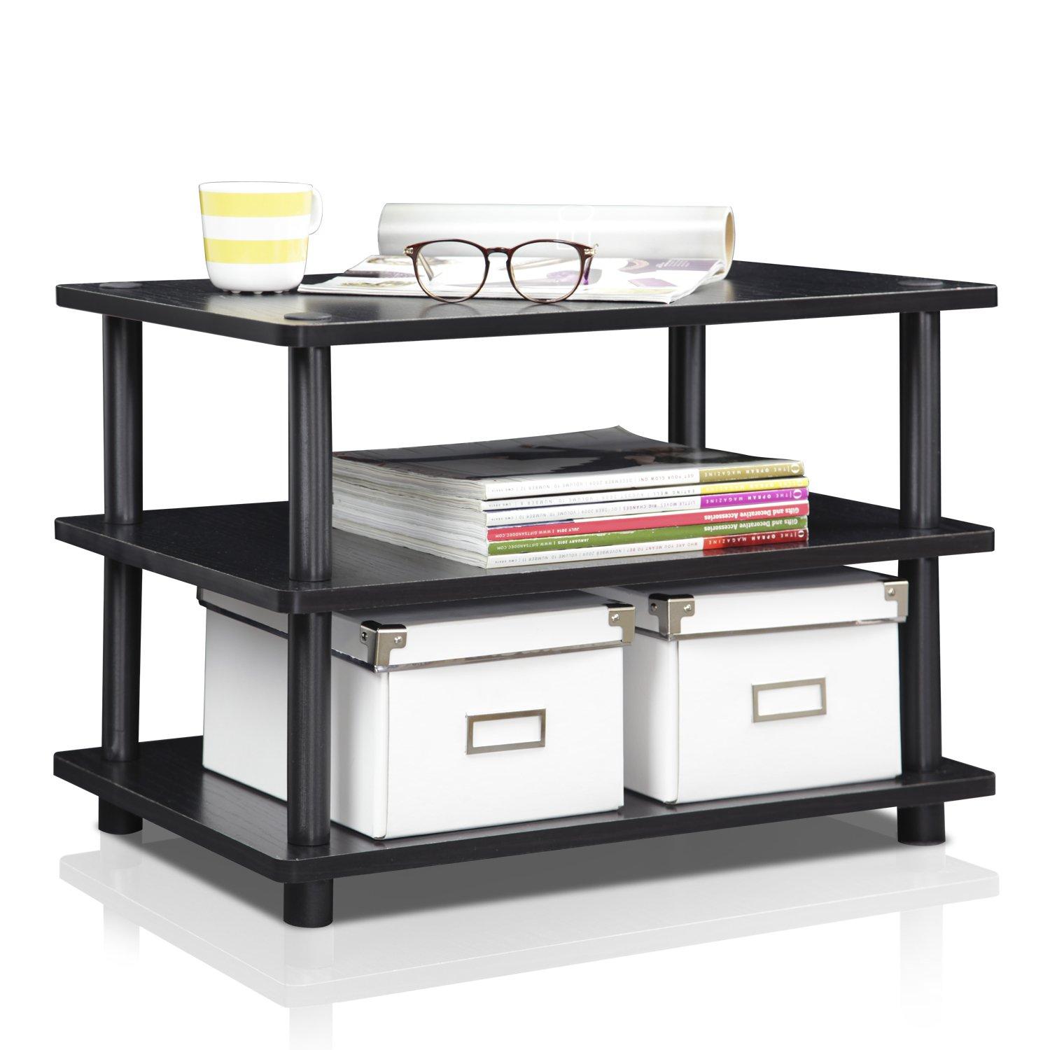 Furinno Easy Assembly 3-Tier Corner TV Stand for TVs up to 25" Storage Shleves CorLiving Blackwood