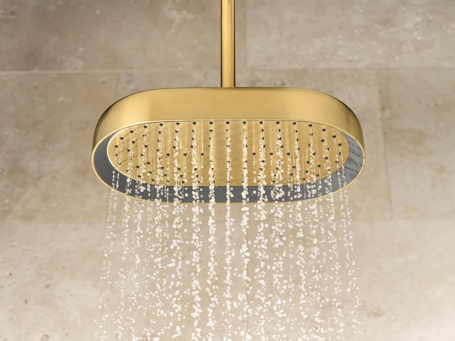 Statement 14" Single-Function Wall or Ceiling-Mount Round Rainhead, Oblong Rain Showerhead 2.5 GPM