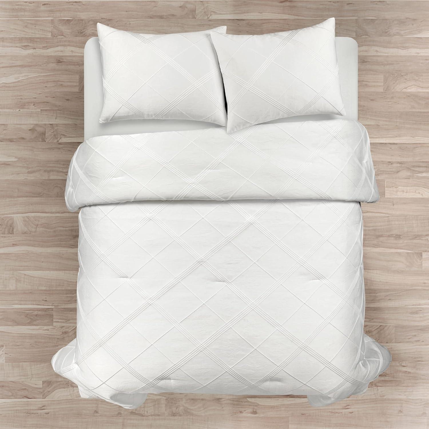 Pure White Microfiber 3 Piece Comforter Set