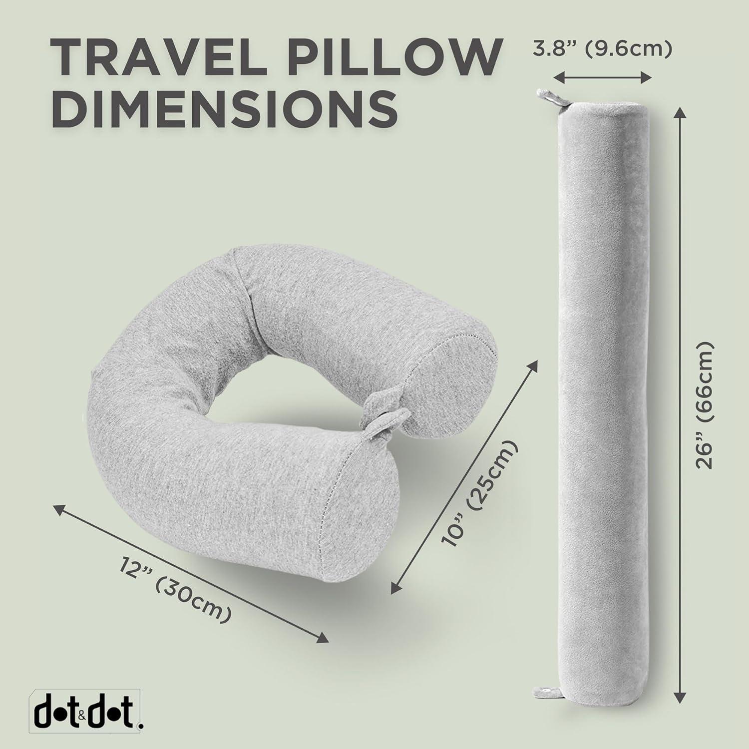 Adjustable Gray Memory Foam Travel Pillow with Cotton Cover