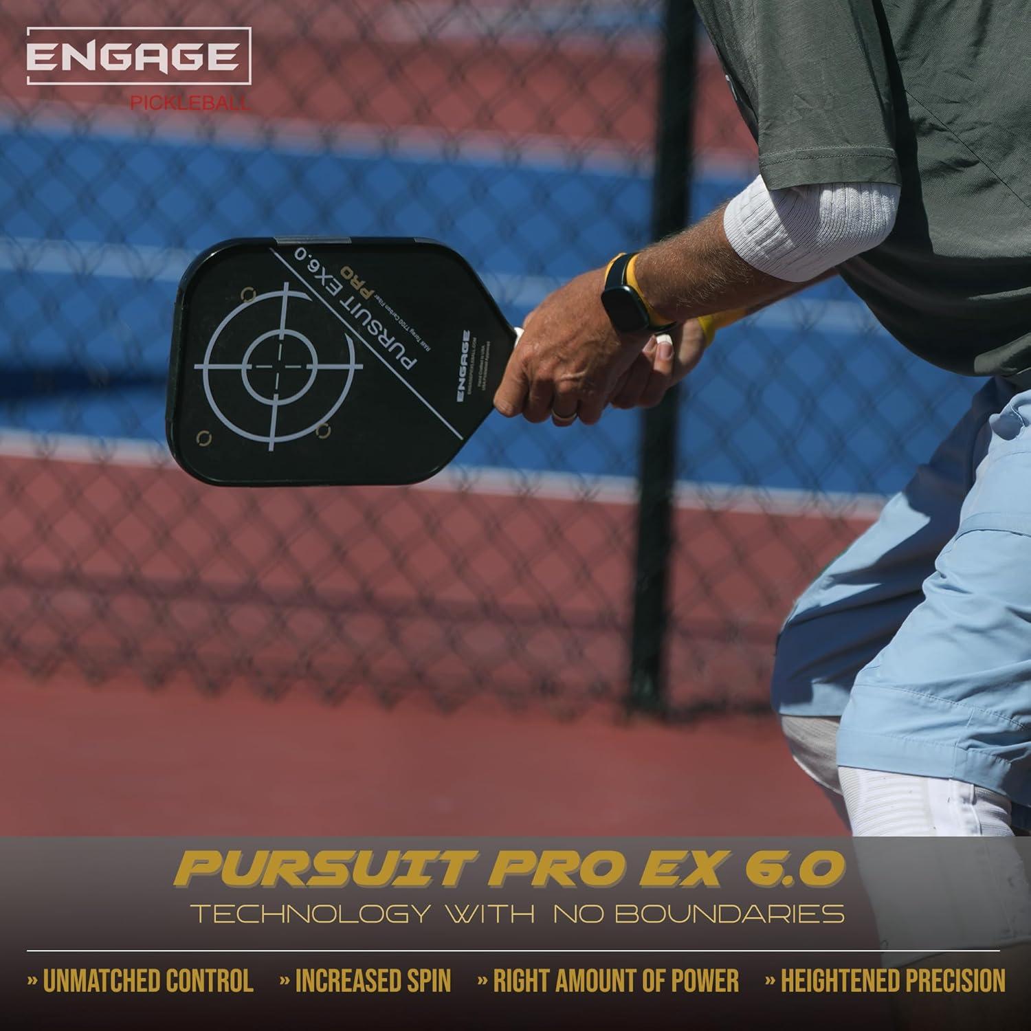 Engage Pursuit Pro EX 6.0 Pickleball Paddle – Widebody Shape, Raw T700 Toray Carbon Fiber Face, 16mm Control Pro Core, (Deep Magenta, LITE)