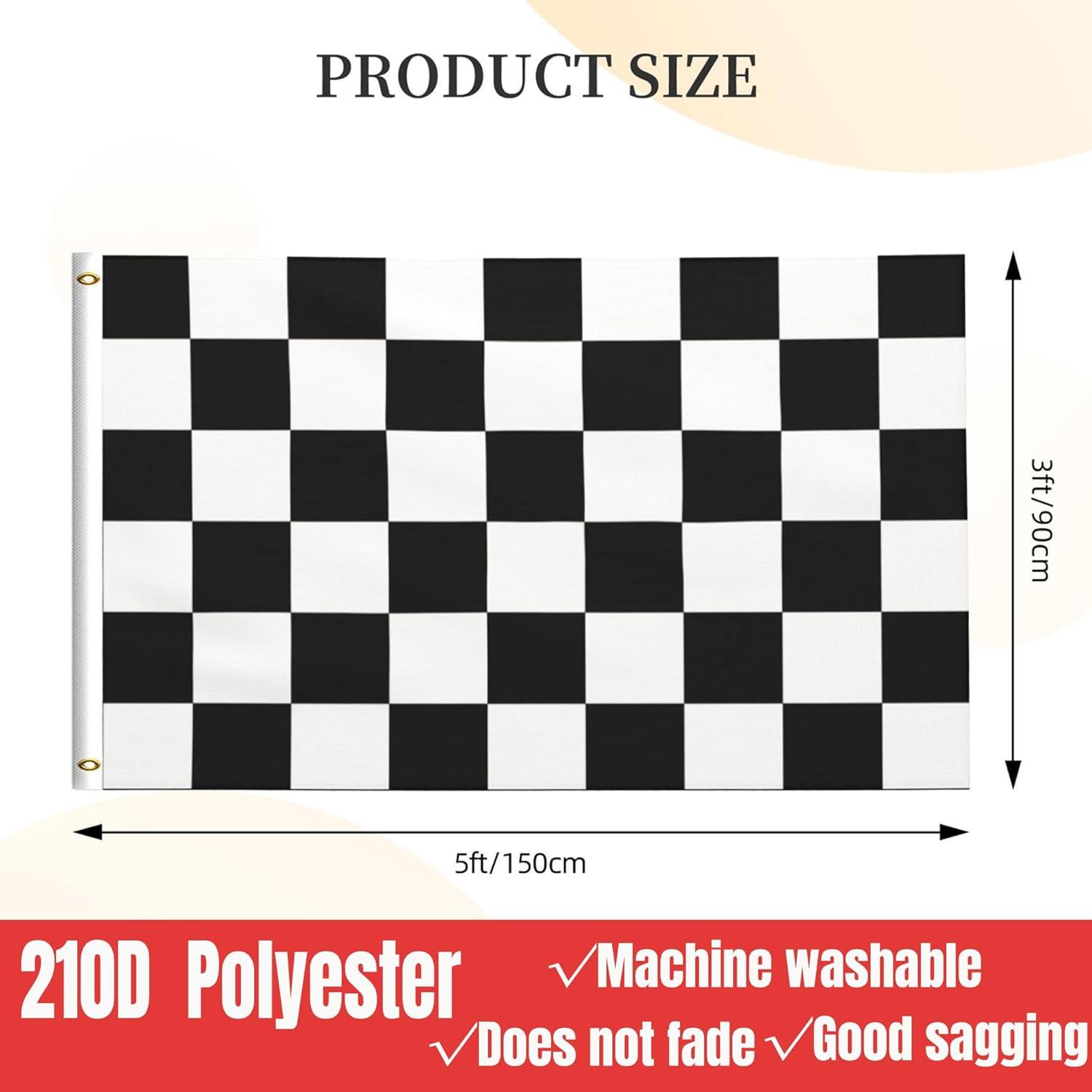 ANLEY 3x5 foot Checkered Flag - Black and White Racing Flags Polyester