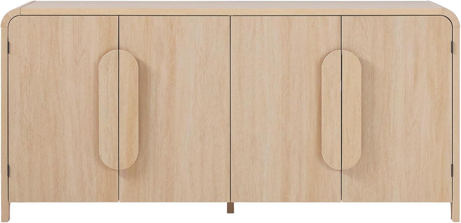 Walker Edison Modern 64" Sideboard with Rounded Edges, Coastal Oak