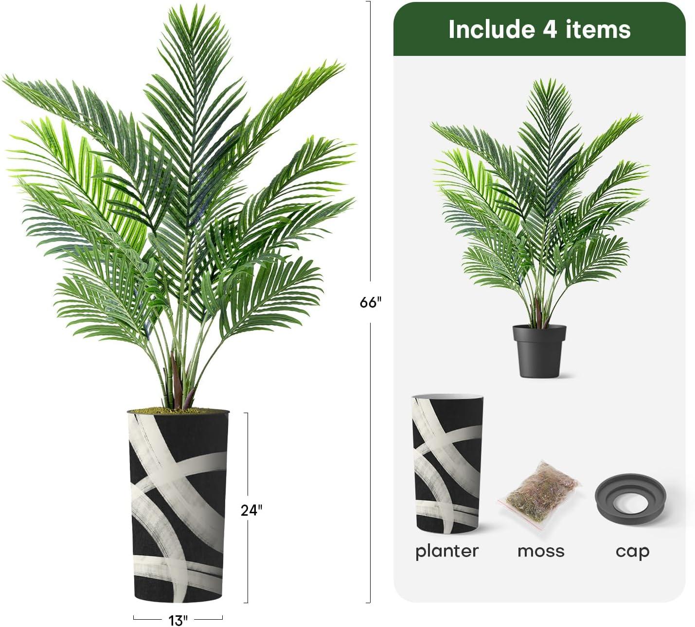 SIGNLEADER Artificial Plant In Planter, Fake Areca Tropical Palm Plant Home Decoration (Plant Pot Plus Plant)