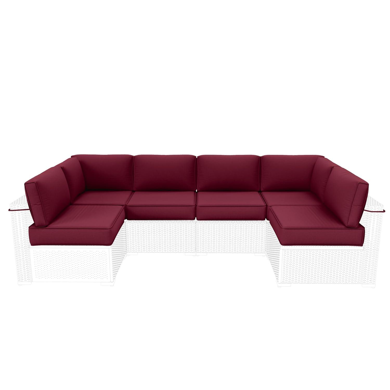 Kimunuk 14 Piece Outdoor Furniture Replacement Cushions, 5" Foam Foam High-Density, Fits 6-Seat Sectional Rattan Conversation Set, Patio Water-Resistant Sofa Cushions, Light Grey