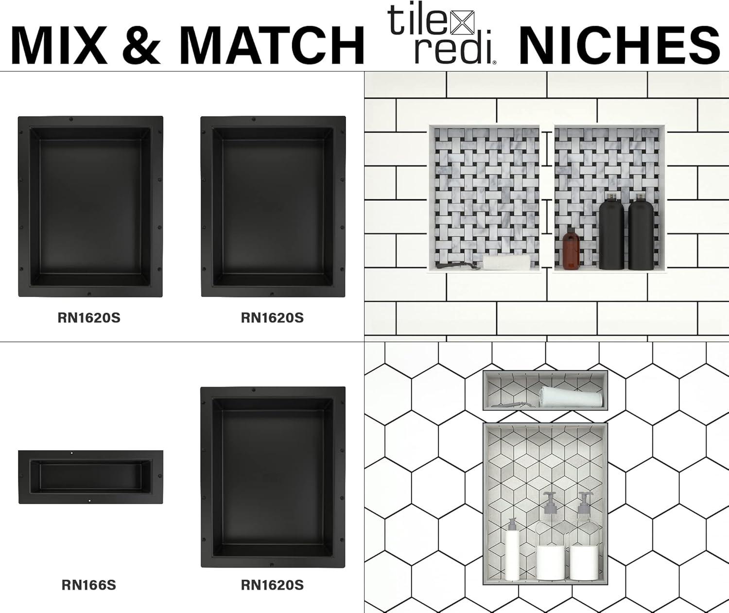 Tile Redi Rn1620s-Bi Redi Niche 16" Pvc Shelf - Tileable
