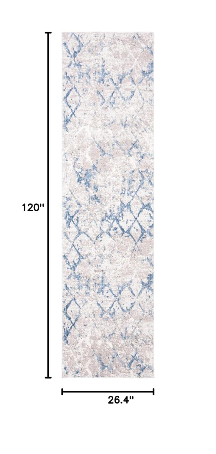Amelia ALA783 Power Loomed Runner Rug  - Light Grey/Blue - 2'2"x10' - Safavieh.