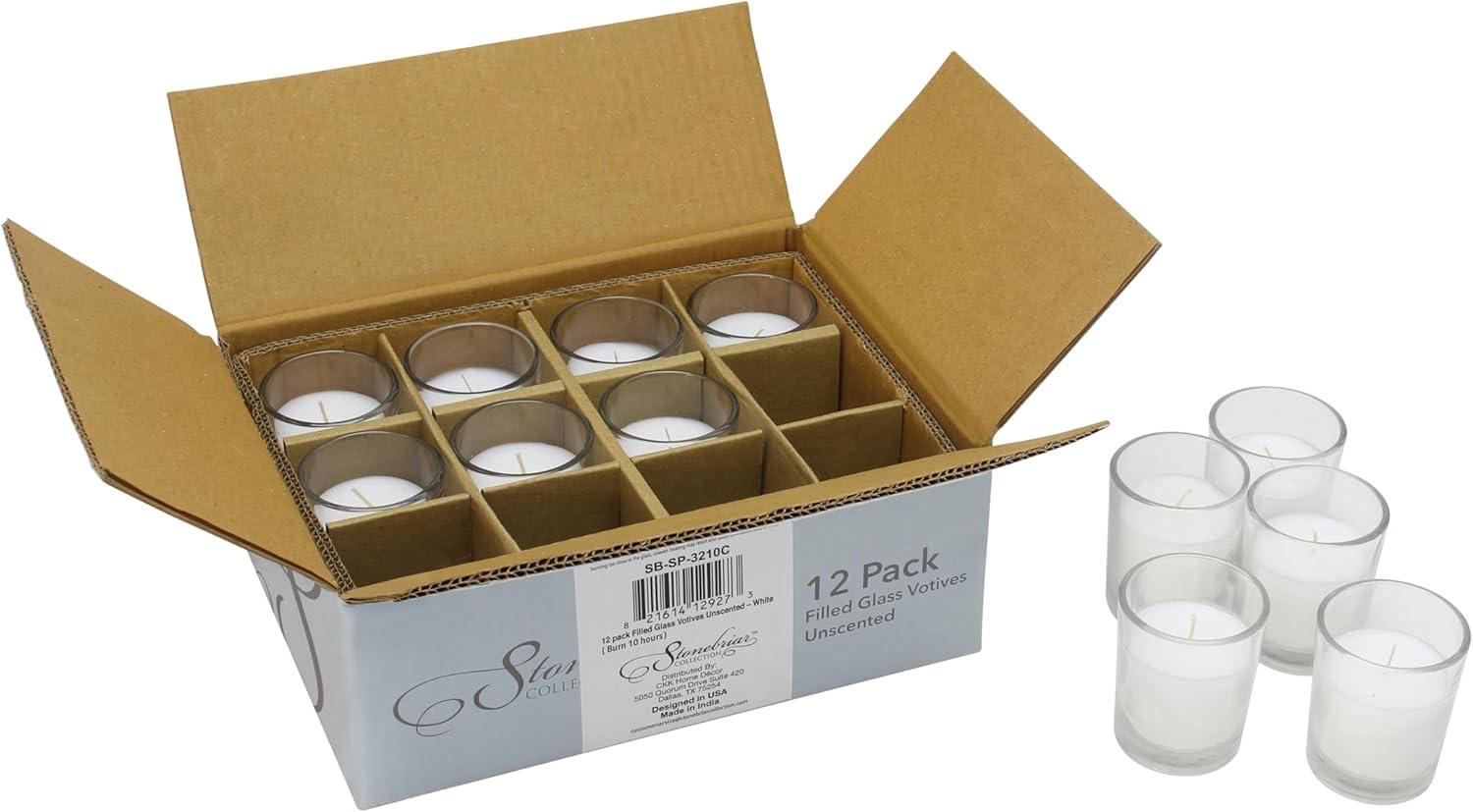 The Party Aisle™ Stonebriar Unscented Votive Candle with Glass Holder (Set of 48)