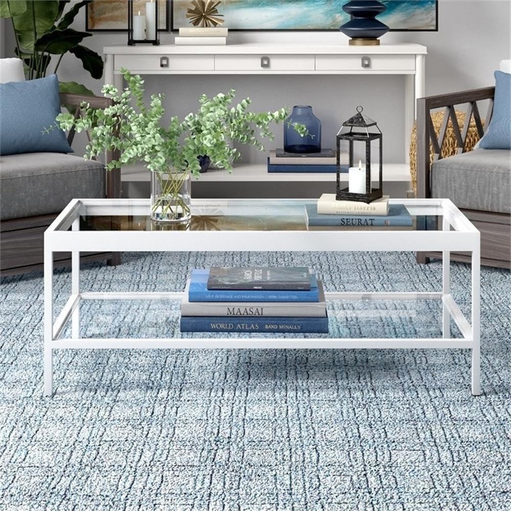 Evelyn&Zoe Alexis 45" Wide Rectangular Coffee Table, White