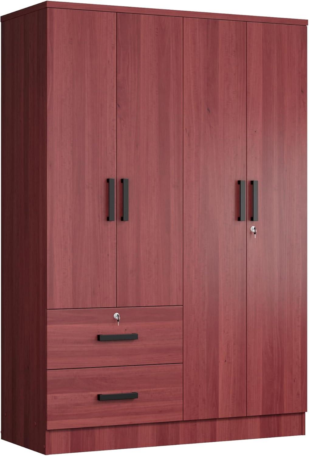 Better Home Products Luna Modern Wood 4 Doors 2 Drawers Armoire in White