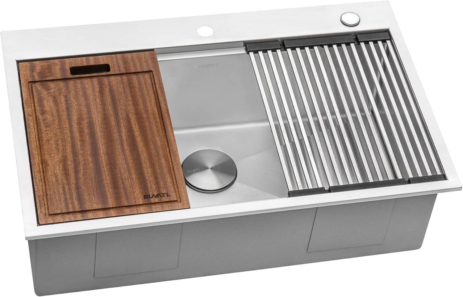 Ruvati Ruvati Stainless Steel and Silicone Foldable Drying Rack for Workstation Sinks Dish Mat Trivet