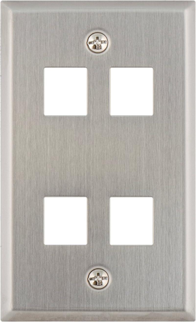 White Single Gang 4-Port Keystone Wall Plate