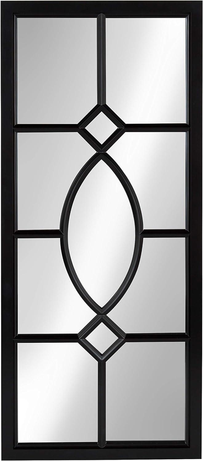 13" x 30" Cassat Framed Wall Accent Mirror Black - Kate and Laurel: Modern Glossy Finish, No Assembly Required