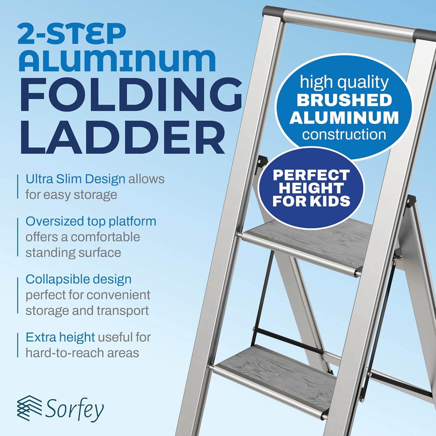 Sorfey Sorfey Step Ladders 2 - Step Steel Lightweight Folding Step Stool