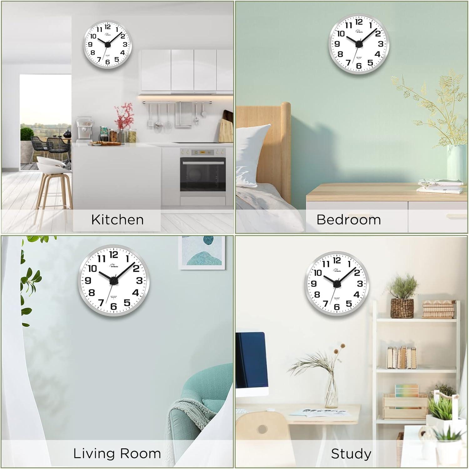 WallarGe Night Light Wall Clock for Bedroom - Silent Lighted up Wall Clock Glow in The Dark, Battery Operated Wall Clocks for Living Room/Kitchen, Easy to Read Large Digital Display, 12 Inch