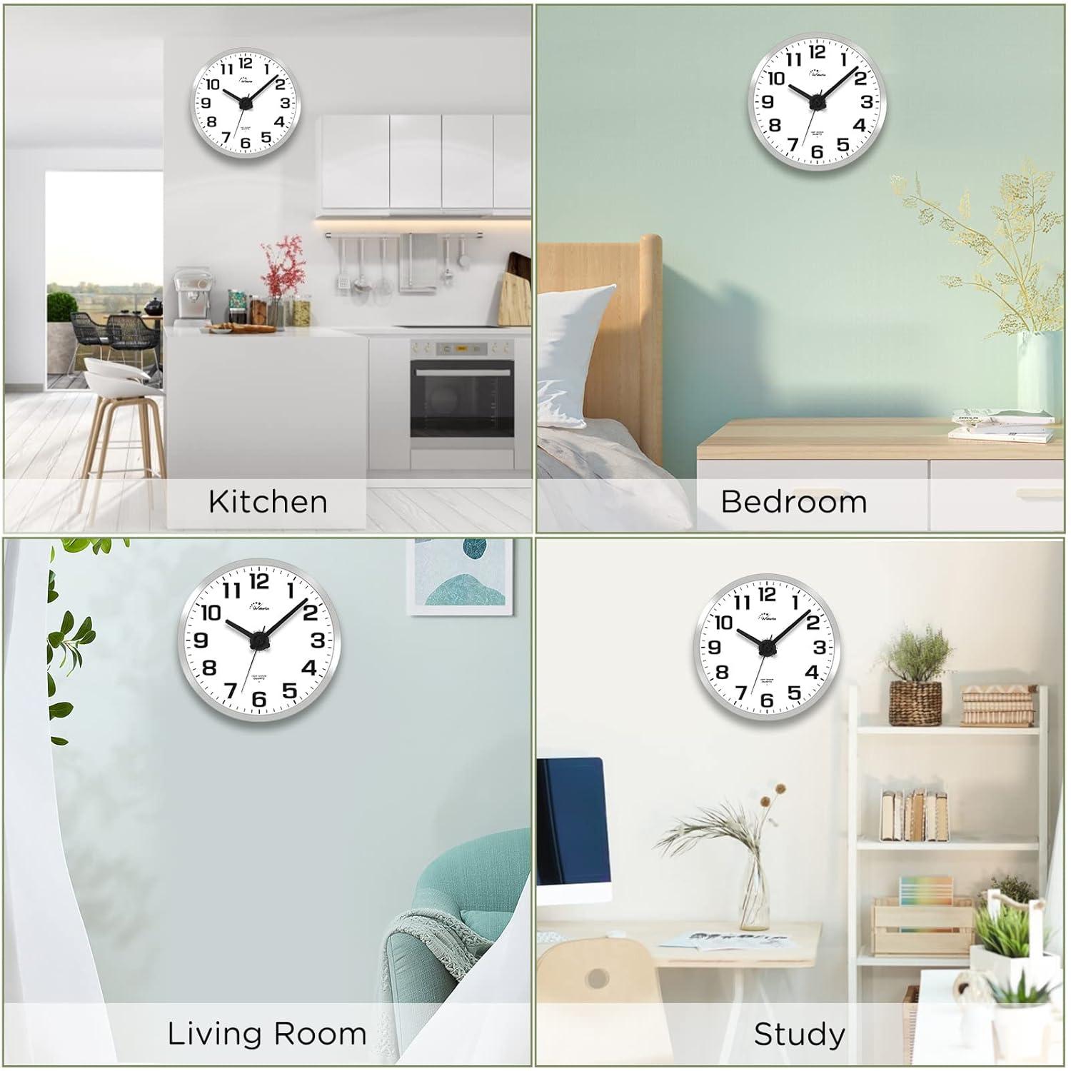 WallarGe Night Light Wall Clock for Bedroom - Silent Lighted up Wall Clock Glow in The Dark, Battery Operated Wall Clocks for Living Room/Kitchen, Easy to Read Large Digital Display, 12 Inch