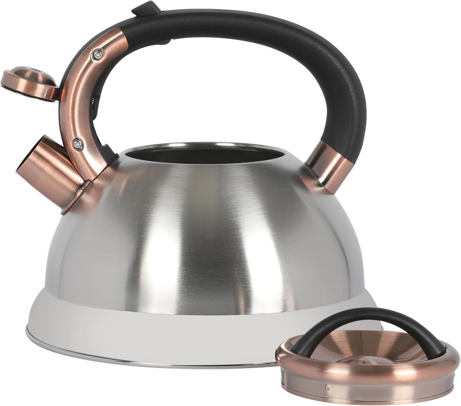 Mr. Coffee Mr. Coffee Flintshire 2.2 Quart Large Whistling Stainless Steel Tea Kettle - W/ Copper