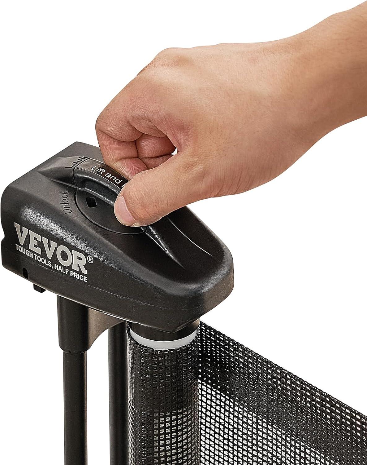 VEVOR VEVOR Retractable Gate Black Plastic Wall Mounted Pet Gate