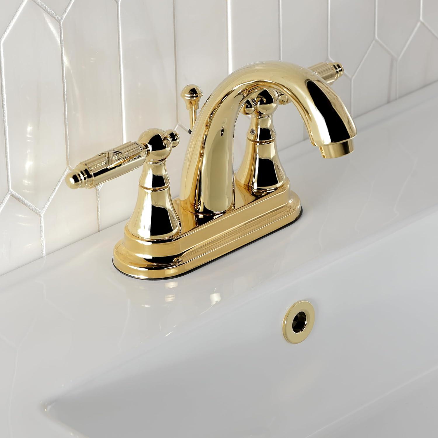 Kingston Brass KS7612GL 4 in. Centerset Bathroom Faucet, Polished Brass