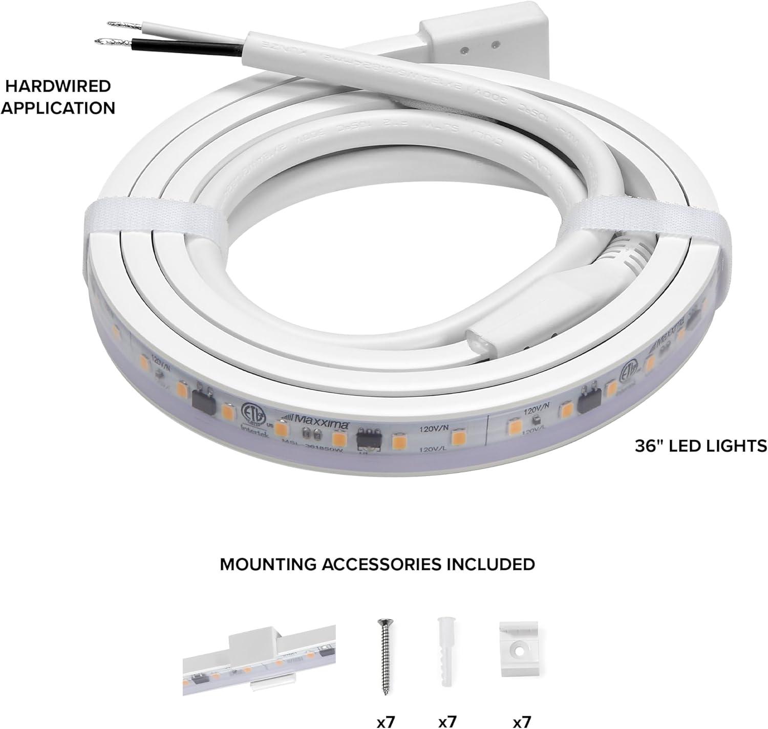 36'' White PVC Hardwired LED Under Cabinet Strip Light