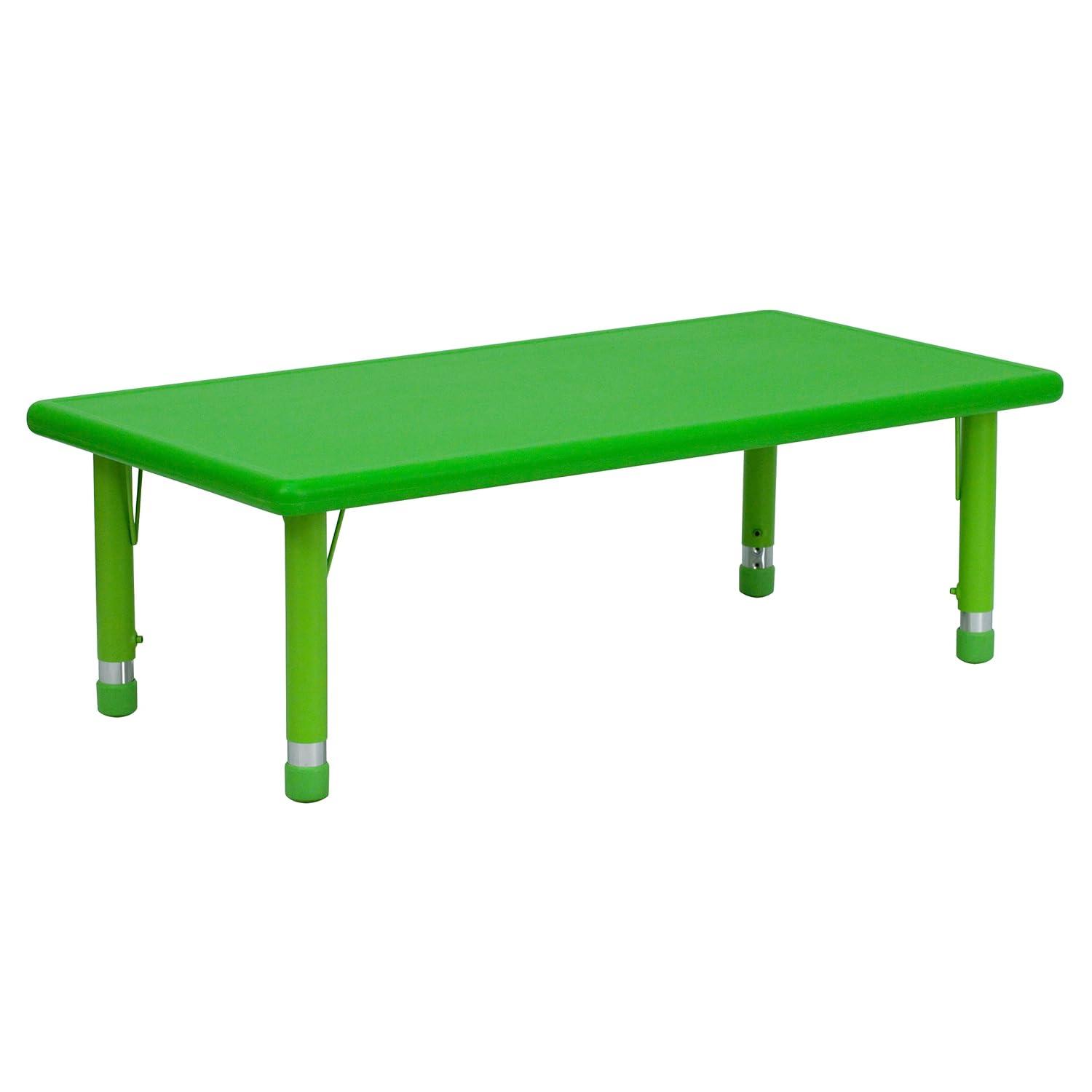 Emma and Oliver 24"W x 48"L Natural Plastic Adjustable Activity Table - School Table for 6