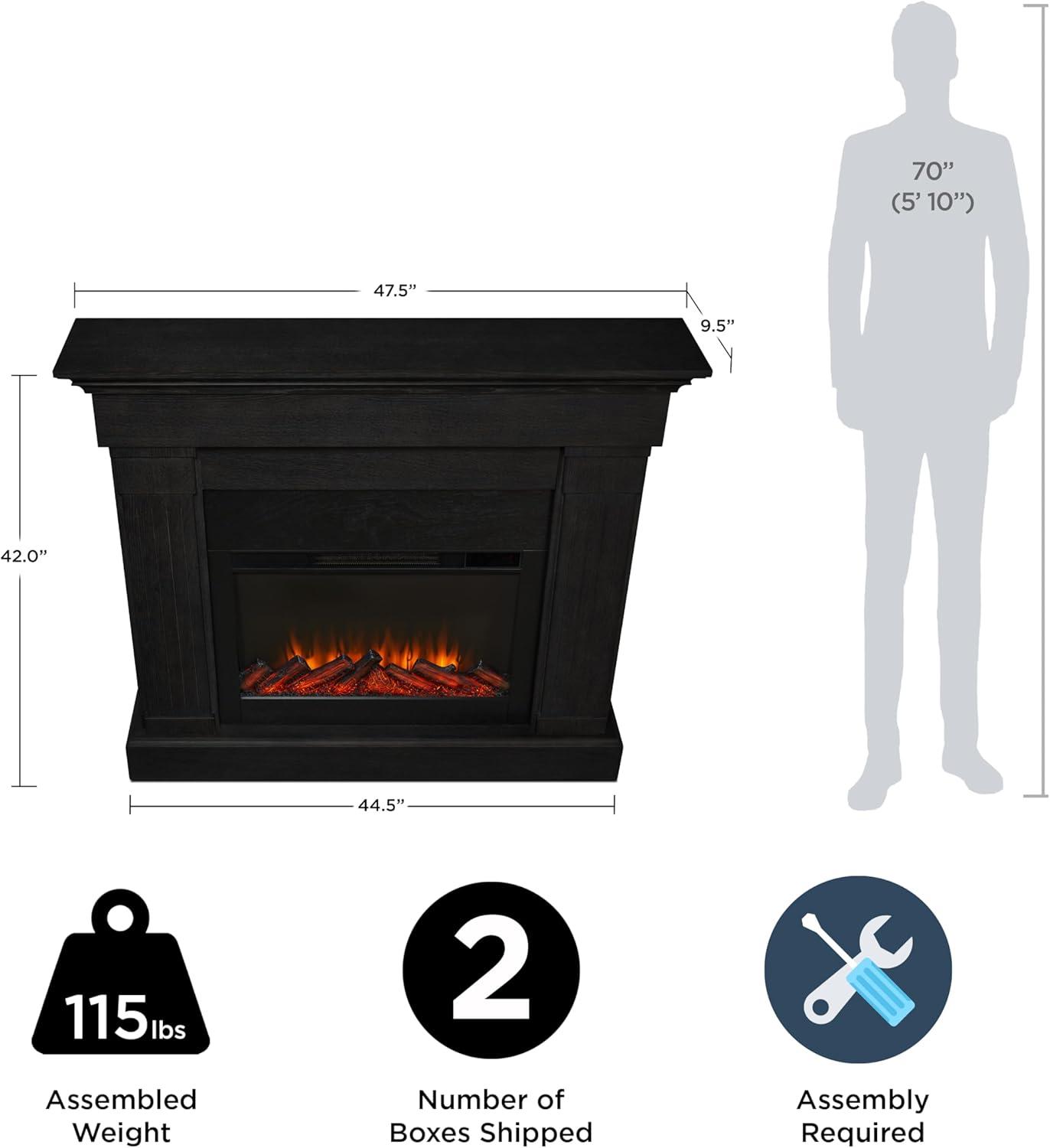Crawford 48" Slim Electric Fireplace in Black by Real Flame