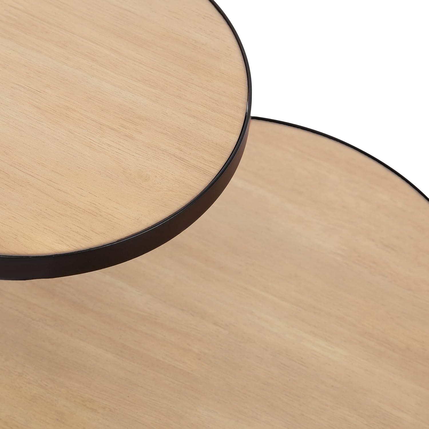Kate and Laurel Peero Round Metal Side Table, 12x15x24, Natural and Black