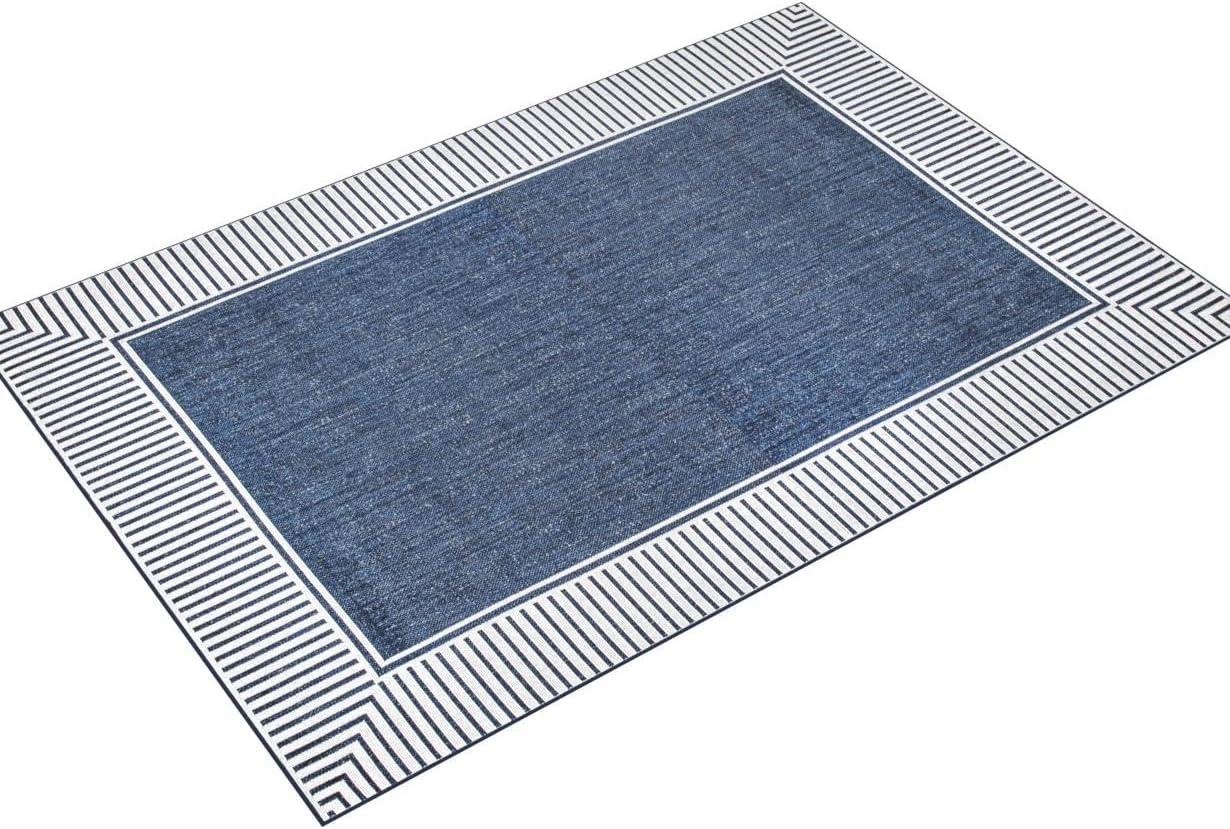 nuLOOM Asha Simple Border Indoor/Outdoor Navy 5' x 8' Casual Area Rug