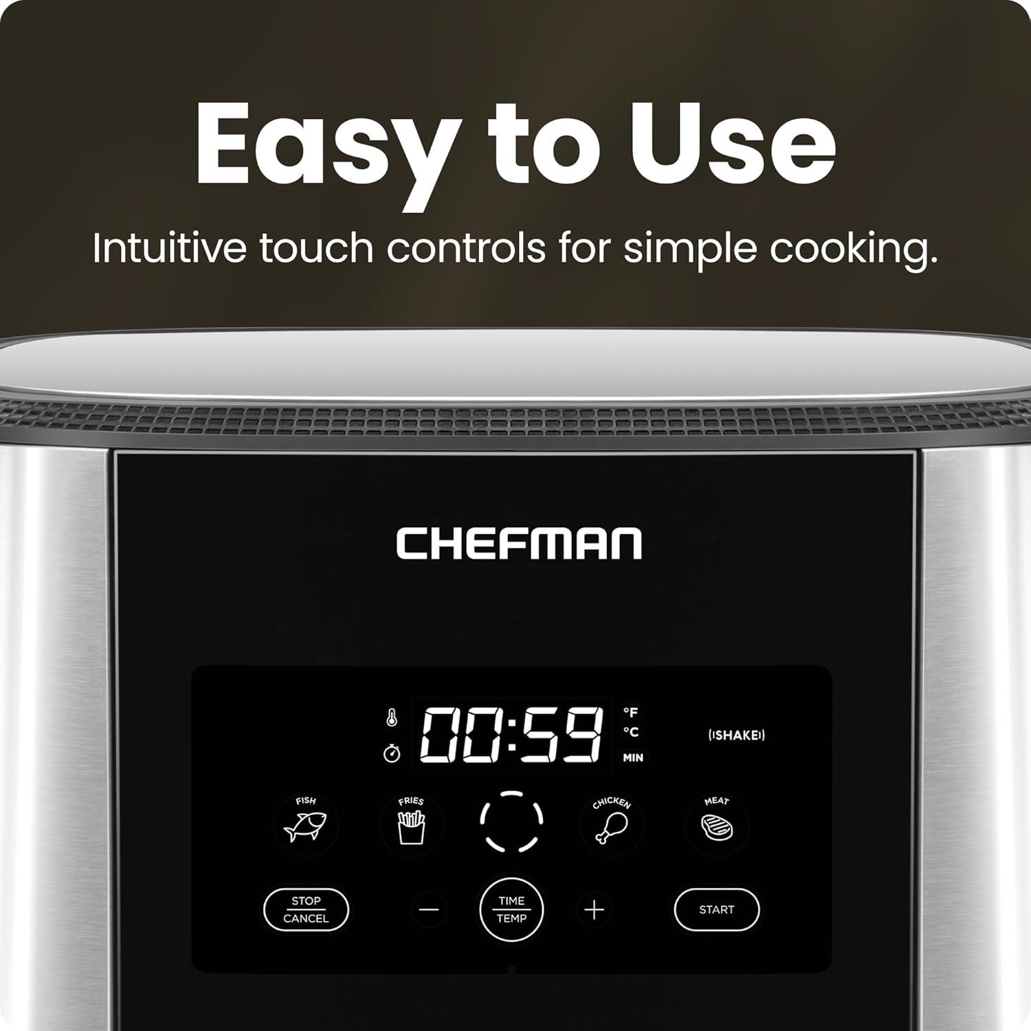 Chefman ExacTemp 5 Qt. Digital Air Fryer with Temperature Probe - Stainless Steel, New