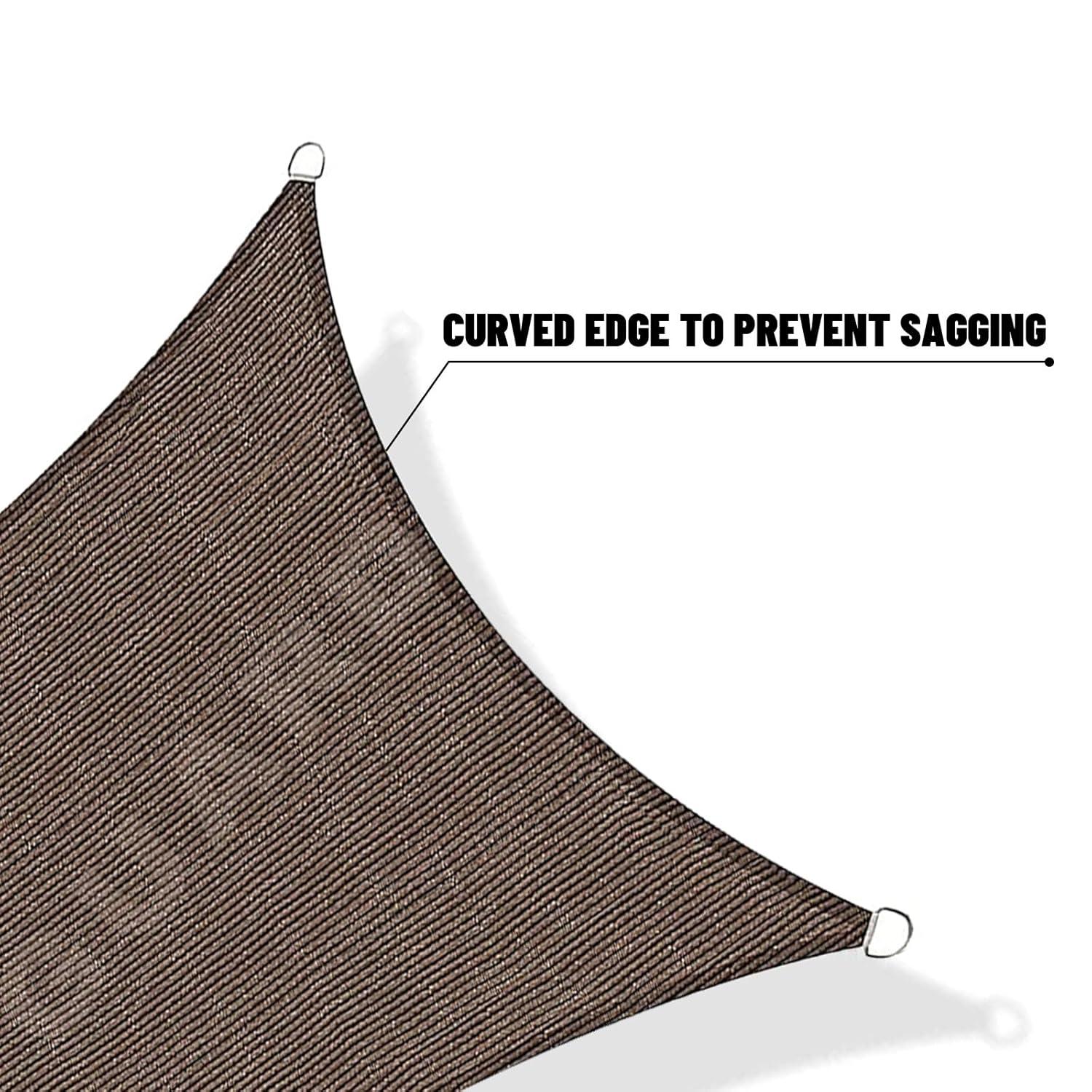 SUNNY GUARD Sun Shade Sail 10/12/16.5/20FT Triangle UV Block Sunshade Canopy for Outdoor, 16.5'x16.5'x16.5' Cream